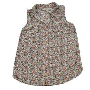 LOFT Floral Sleeveless Blouse XSP Petite Button Front Lightweight Top